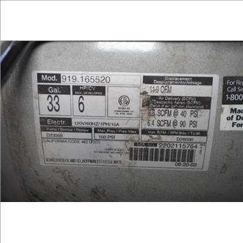 Craftsman 33 Gallon Air Compressor Model 919.165520