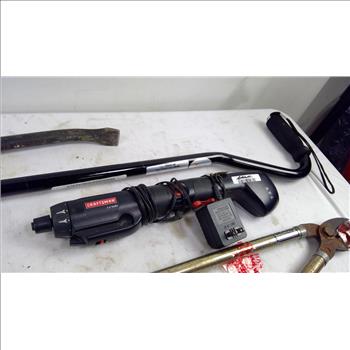 Craftsman Cordless Screwdriver, Pry Bars, Walking Cane, And More, 6 Pieces