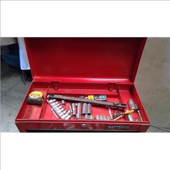 Craftsman Drawer Red And Black Steel Tool Box And Tools