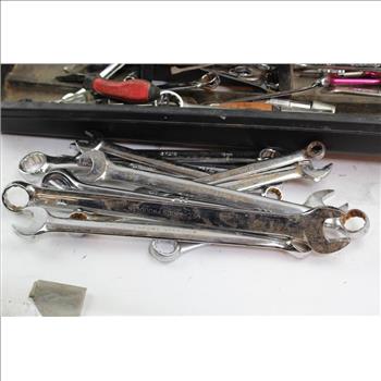 Craftsman, Husky, Drop Forged, + More Assorted Tools In Black Tool Box, 10+ Pieces