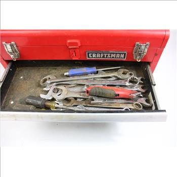 Craftsman Tool Box And Drawers With Drill Bits, Wrenches, Screw Drivers, And More, 20+pieces