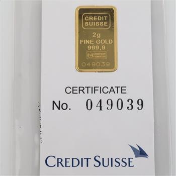 Credit Suisse Fine Gold 2g Bar