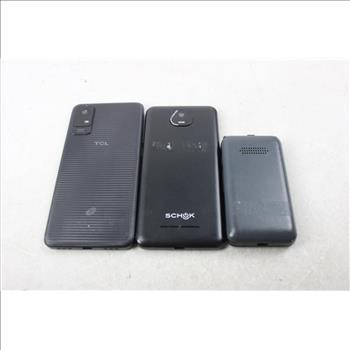 Cricket, Schok, TCL Cell Phone Lot, 3 Pieces, Sold For Parts