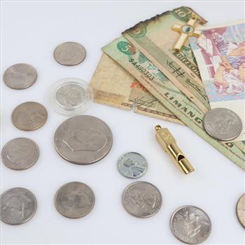 Cross Pendant, US And Foreign Currency; 15+ Pieces