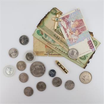 Cross Pendant, US And Foreign Currency; 15+ Pieces