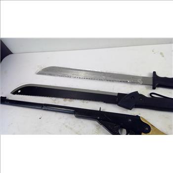 Daisy Bb Rifle, Machete, Misc Knives, 6 Pieces