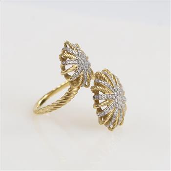 David Yurman 0.70ct TW Diamond 18kt Gold Starburst Ring -Evaluated By Certified Gemologist-AGS/GIA