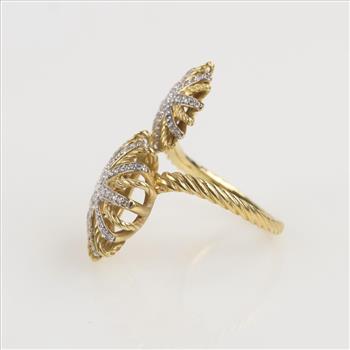 David Yurman 0.70ct TW Diamond 18kt Gold Starburst Ring -Evaluated By Certified Gemologist-AGS/GIA