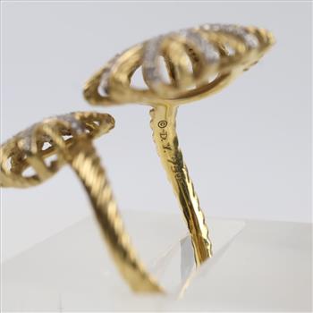 David Yurman 0.70ct TW Diamond 18kt Gold Starburst Ring -Evaluated By Certified Gemologist-AGS/GIA