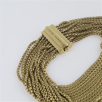 David Yurman 18kt Gold Box Chain Multi Strand Bracelet-Evaluated By Certified Gemologist - AGS/GIA