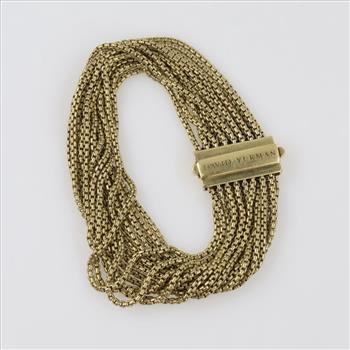 David Yurman 18kt Gold Box Chain Multi Strand Bracelet-Evaluated By Certified Gemologist - AGS/GIA