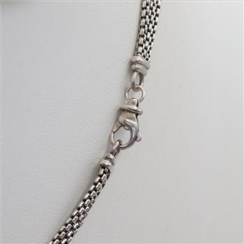 David Yurman Blue Topaz Albion 18kt Gold Accent Pendant Silver Triple Box Chain Necklace