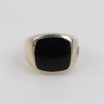 David Yurman Silver Black Stone Signet Ring