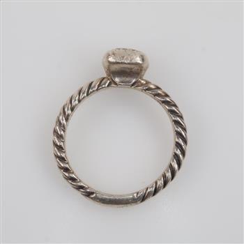 David Yurman Silver Cable Square Pave Diamond Stack Ring