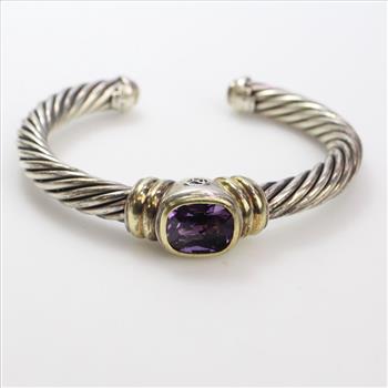 David Yurman Silver GP 48.5g Bracelet With Purple Stone