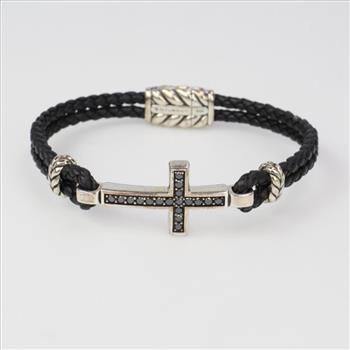 David Yurman Silver Pave Cross Bracelet 