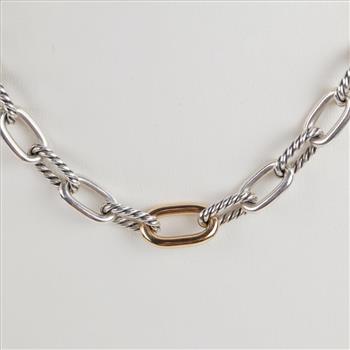 David Yurman Sterling Silver 18kt Gold Madison Necklace - Evaluated By Certified Gemologist-AGS/GIA