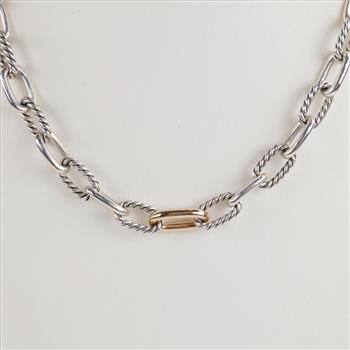 David Yurman Sterling Silver 18kt Gold Madison Necklace - Evaluated By Certified Gemologist-AGS/GIA