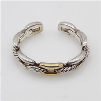 David Yurman Sterling Silver 18kt Gold  X-Link Cuff Bracelet-Evaluated By Certified Gemologist