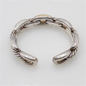 David Yurman Sterling Silver 18kt Gold  X-Link Cuff Bracelet-Evaluated By Certified Gemologist