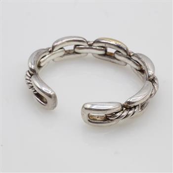 David Yurman Sterling Silver 18kt Gold  X-Link Cuff Bracelet-Evaluated By Certified Gemologist