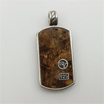 David Yurman Sterling Silver Agate Dog Tag Pendant