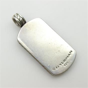 David Yurman Sterling Silver Agate Dog Tag Pendant