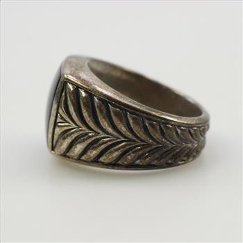 David Yurman Sterling Silver Black Stone Signet Ring