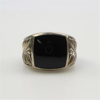 David Yurman Sterling Silver Black Stone Signet Ring