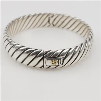 David Yurman Sterling Silver Cable Bangle  Bracelet