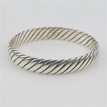 David Yurman Sterling Silver Cable Bangle  Bracelet