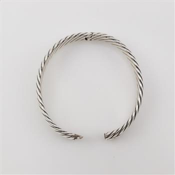 David Yurman Sterling Silver Cable Bangle  Bracelet