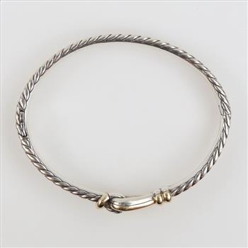 David Yurman Sterling Silver Gold Accent Bangle Bracelet