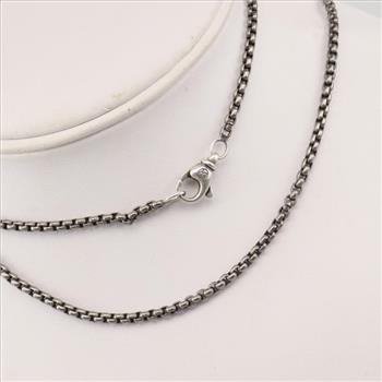 David Yurman Sterling Silver Grey Titanium Box Chain Necklace