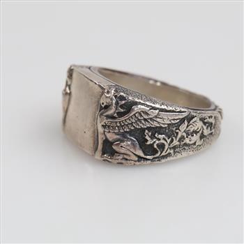David Yurman Sterling Silver Petrvs Griffin Signet Ring