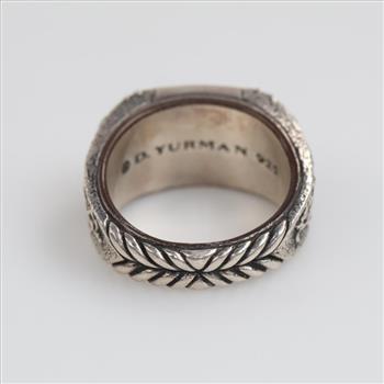David Yurman Sterling Silver Petrvs Griffin Signet Ring