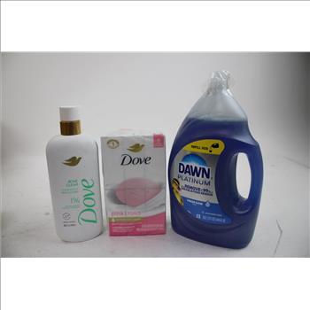 Dawn Dishsoap, OGX Hair Set, Dove Acne Body Wash & Dove Bar Soap 5 Pieces