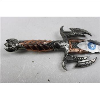 Defender Dagger 11 In Blade With Decorative Handle And Black Leather Sheath