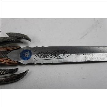 Defender Dagger 11 In Blade With Decorative Handle And Black Leather Sheath