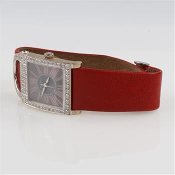 DeLaneau Dome Depose 2.13cts Diamond 18kt White Gold Watch-Evaluated By Certified Gemologist-AGS/GIA