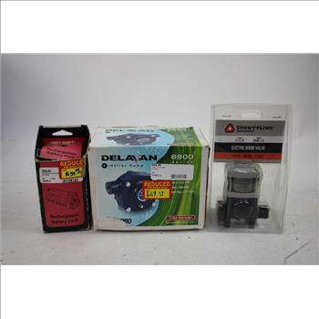 Delavan Roller Pump, Battery Engine Starter, Electric Boom Valve, And More, 5 Pieces