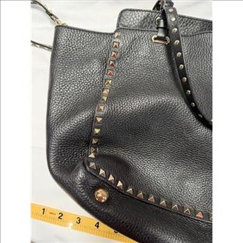 Valentino Black Leather Studded Bag - Doublechecked By Entrupy