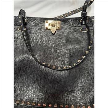 Valentino Black Leather Studded Bag - Doublechecked By Entrupy