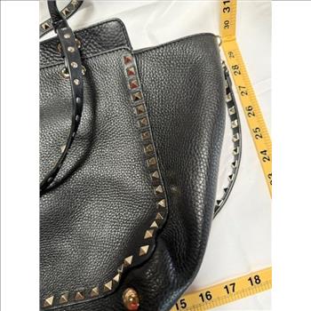 Valentino Black Leather Studded Bag - Doublechecked By Entrupy