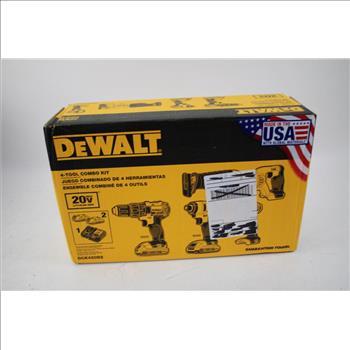 Dewalt 4-Tool Combo Kit - Drill/Driver, Impact Driver, Reciprocating Saw, LED Flashlight