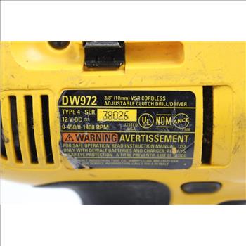 Dewalt Dw972 Cordless Clutch Drill Driver