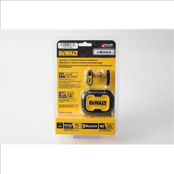 Dewalt Jobsite Pro-X1 True Wireless Earbuds With Charging Case, Yellow/Black