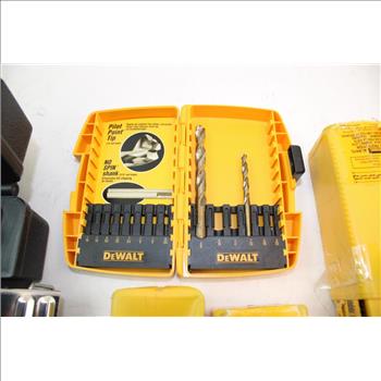 DeWalt Toolbag, DW084 4 Beam Laser Pointer, Saw Blades, Drill Bits: 5 Items