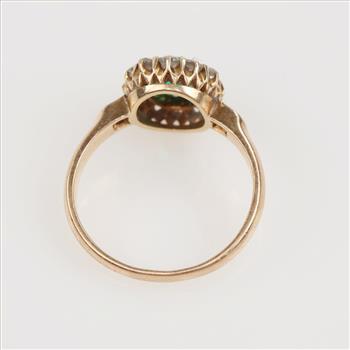 Diamond And Emerald 14kt Gold 0.42ctTW Antique Ring- Evaluated By Certified Gemologist - AGS / GIA