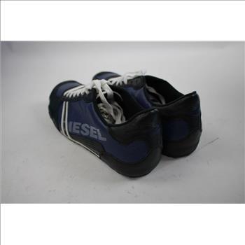 Diesel Solar Men's Blue/Black Leather Low Sneaker, Men's Size 12